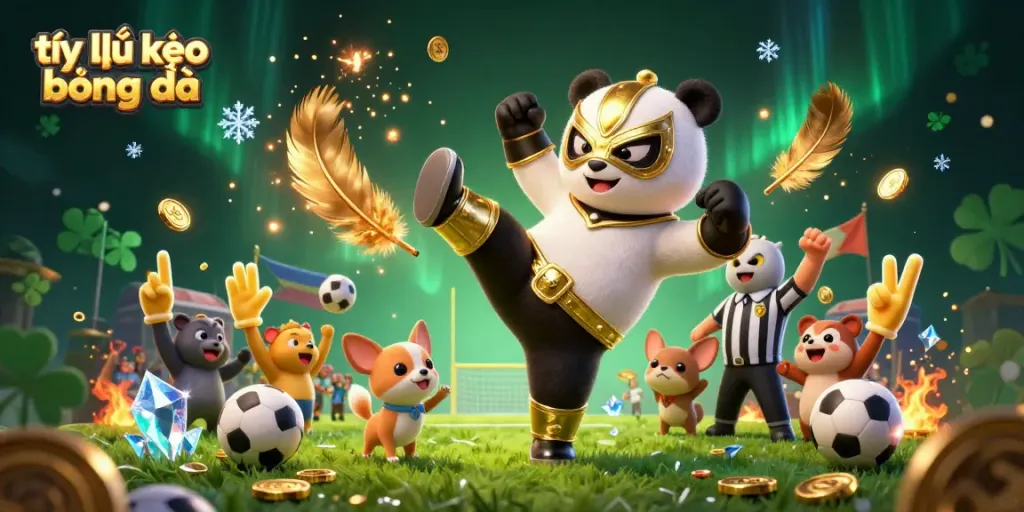 Experience tỷ lệ kèo bóng đá excitement with this dynamic scene of a panda wrestler against a betting backdrop.