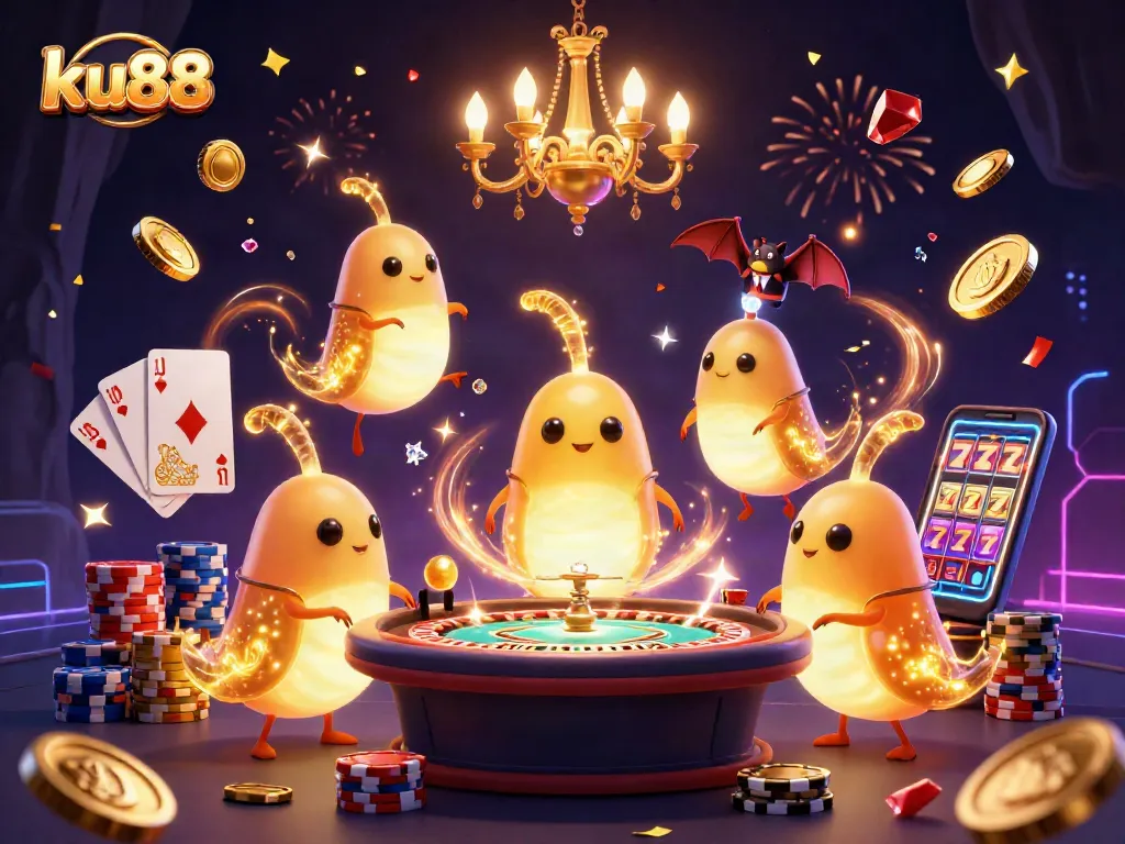 Light up your winnings at ku88 with bioluminescent charm in a vibrant casino scene.