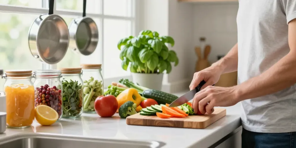 Healthy meal preparation scene highlighting vibrant ingredients from https://treatmentcenterdiet.com.